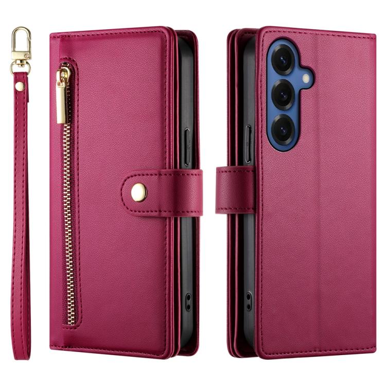 For Samsung Galaxy S26 5G Nine Card-slot Zipper Wallet Bag Leather Phone Case