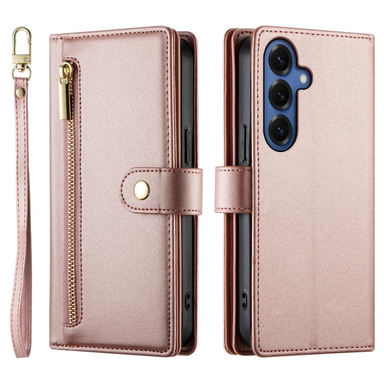 For Samsung Galaxy S26 5G Nine Card-slot Zipper Wallet Bag Leather Phone Case