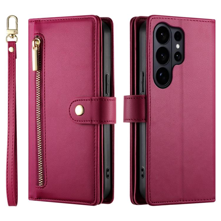 For Samsung Galaxy S26 Ultra 5G Nine Card-slot Zipper Wallet Bag Leather Phone Case