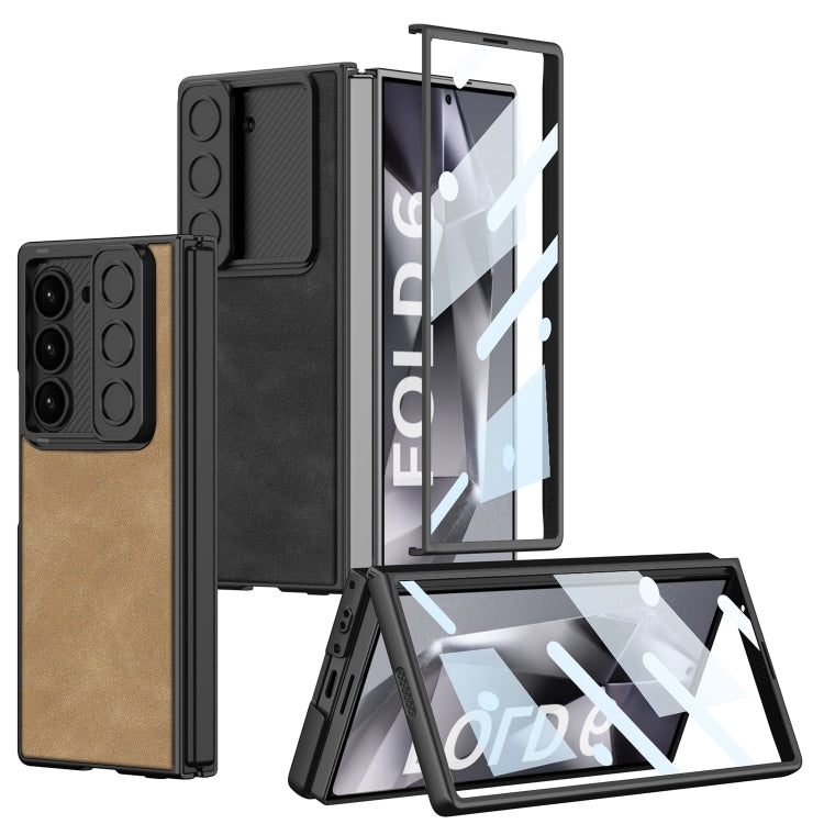For Samsung Galaxy Z Fold6 GKK Integrated Ultra-thin Sliding Window Frosted Leather Phone Case