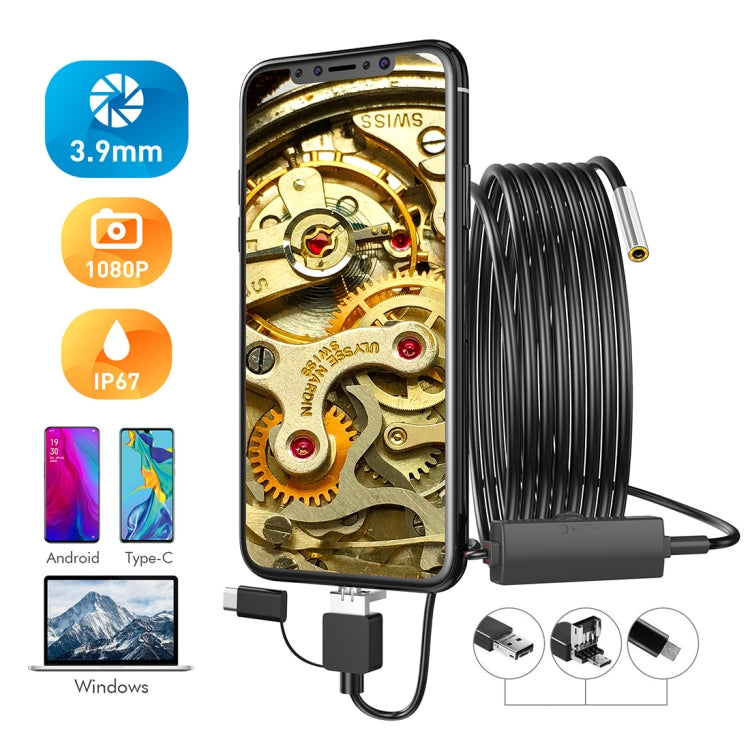 inskam107 3.9mm 3 In 1 HD Waterproof Industry Digital Endoscope Inspection Camera, Length:1m Hard Cable