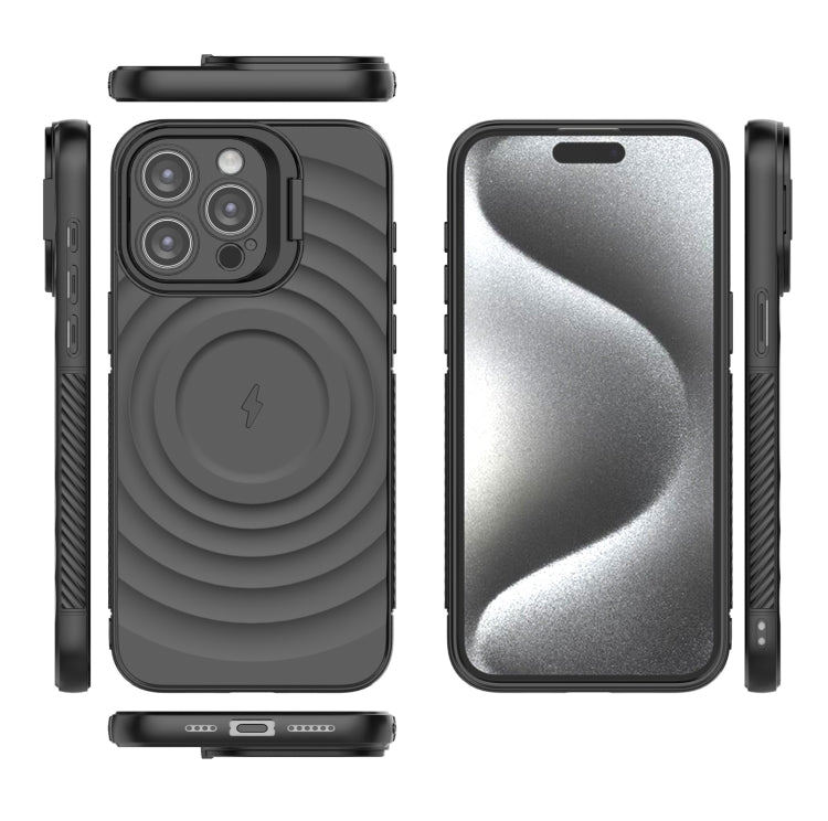 For iPhone 15 Pro Max Lens Frame Bracket Corrugated MagSafe Phone Case