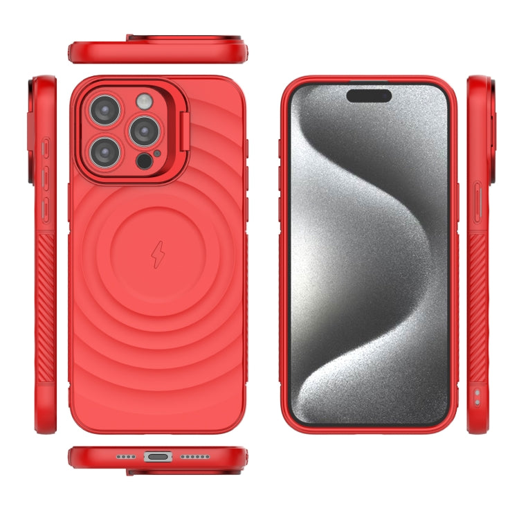 For iPhone 15 Pro Max Lens Frame Bracket Corrugated MagSafe Phone Case