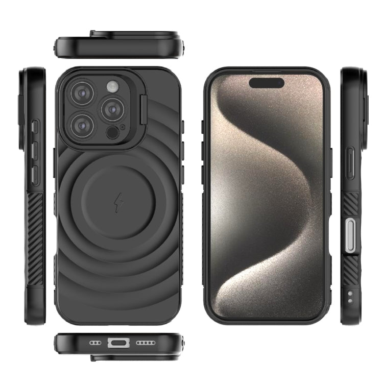 For iPhone 16 Pro Lens Frame Bracket Corrugated MagSafe Phone Case