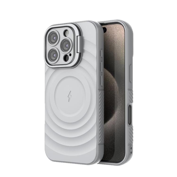 For iPhone 16 Pro Lens Frame Bracket Corrugated MagSafe Phone Case