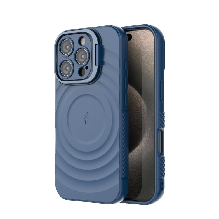 For iPhone 16 Pro Lens Frame Bracket Corrugated MagSafe Phone Case