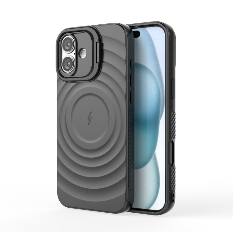 For iPhone 16 Plus Lens Frame Bracket Corrugated MagSafe Phone Case