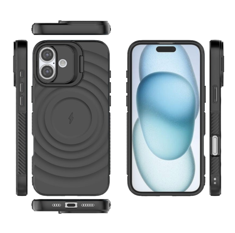 For iPhone 16 Plus Lens Frame Bracket Corrugated MagSafe Phone Case