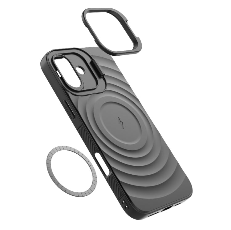 For iPhone 16 Plus Lens Frame Bracket Corrugated MagSafe Phone Case