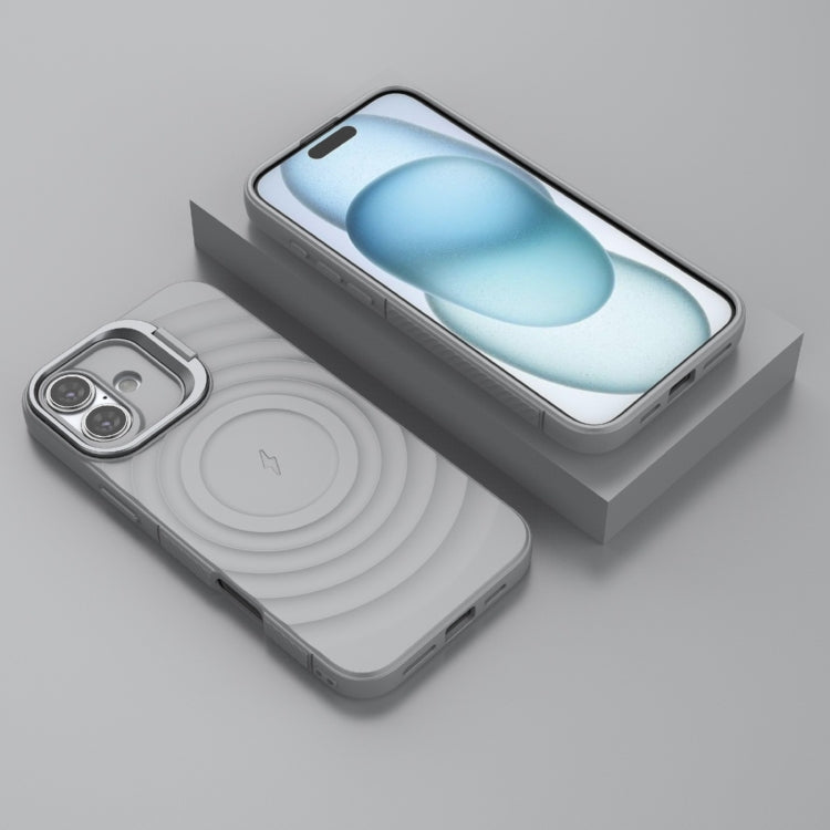 For iPhone 16 Plus Lens Frame Bracket Corrugated MagSafe Phone Case
