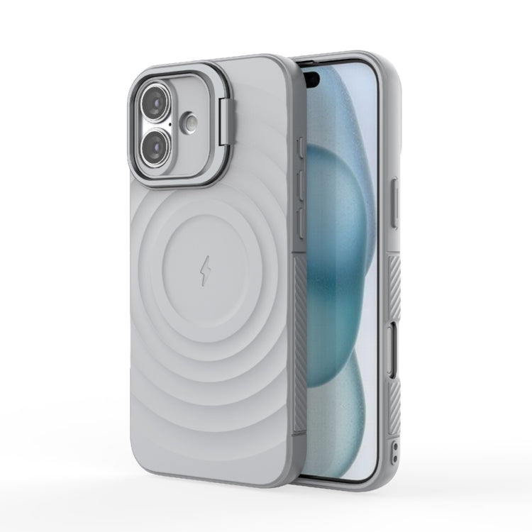 For iPhone 16 Plus Lens Frame Bracket Corrugated MagSafe Phone Case