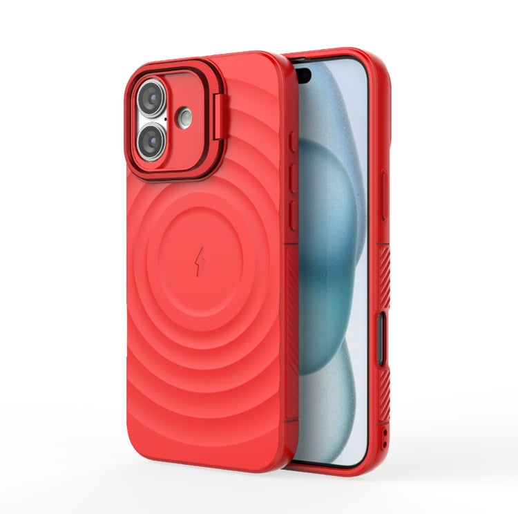 For iPhone 16 Plus Lens Frame Bracket Corrugated MagSafe Phone Case