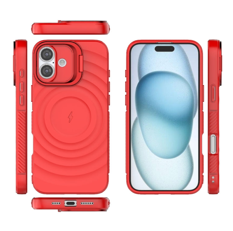 For iPhone 16 Plus Lens Frame Bracket Corrugated MagSafe Phone Case