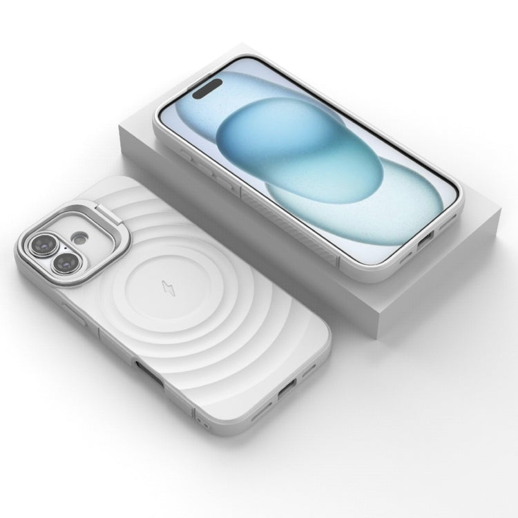For iPhone 16 Plus Lens Frame Bracket Corrugated MagSafe Phone Case