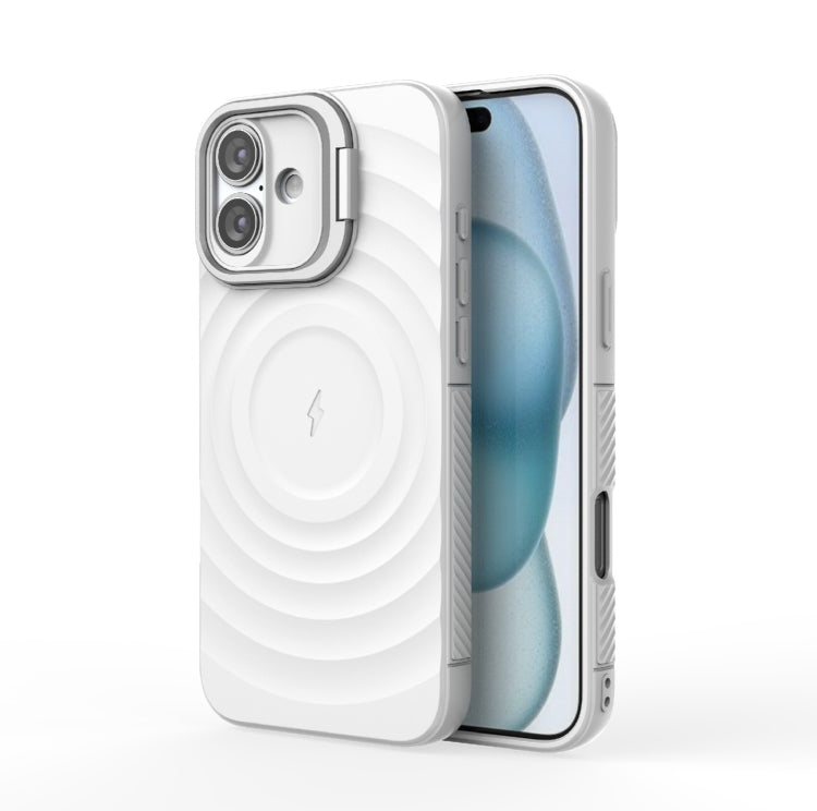 For iPhone 16 Plus Lens Frame Bracket Corrugated MagSafe Phone Case