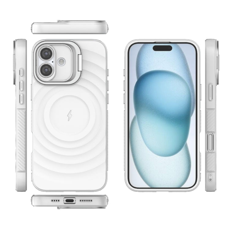 For iPhone 16 Plus Lens Frame Bracket Corrugated MagSafe Phone Case