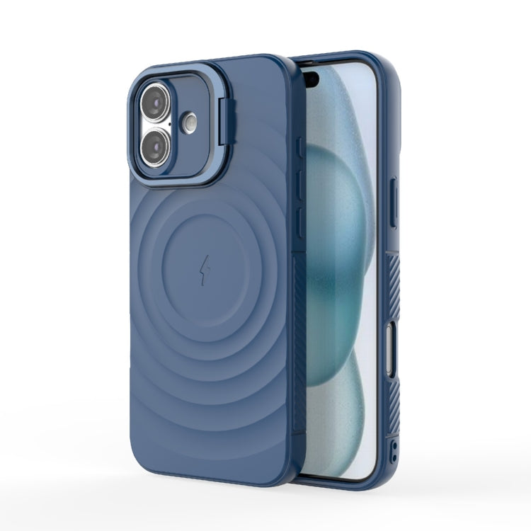 For iPhone 16 Plus Lens Frame Bracket Corrugated MagSafe Phone Case