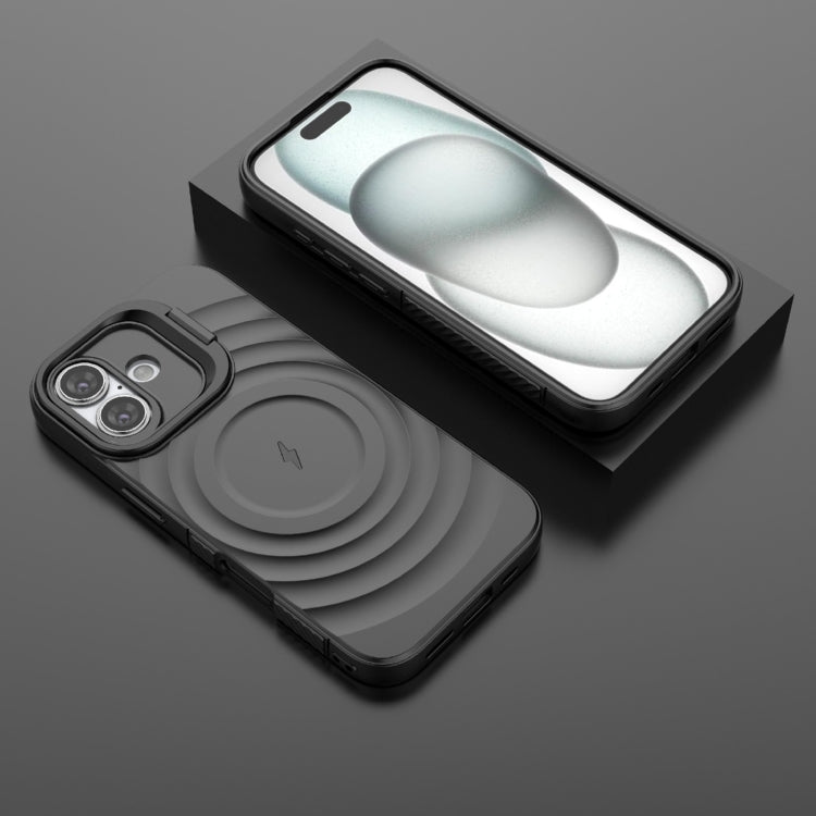 For iPhone 16 Lens Frame Bracket Corrugated MagSafe Phone Case