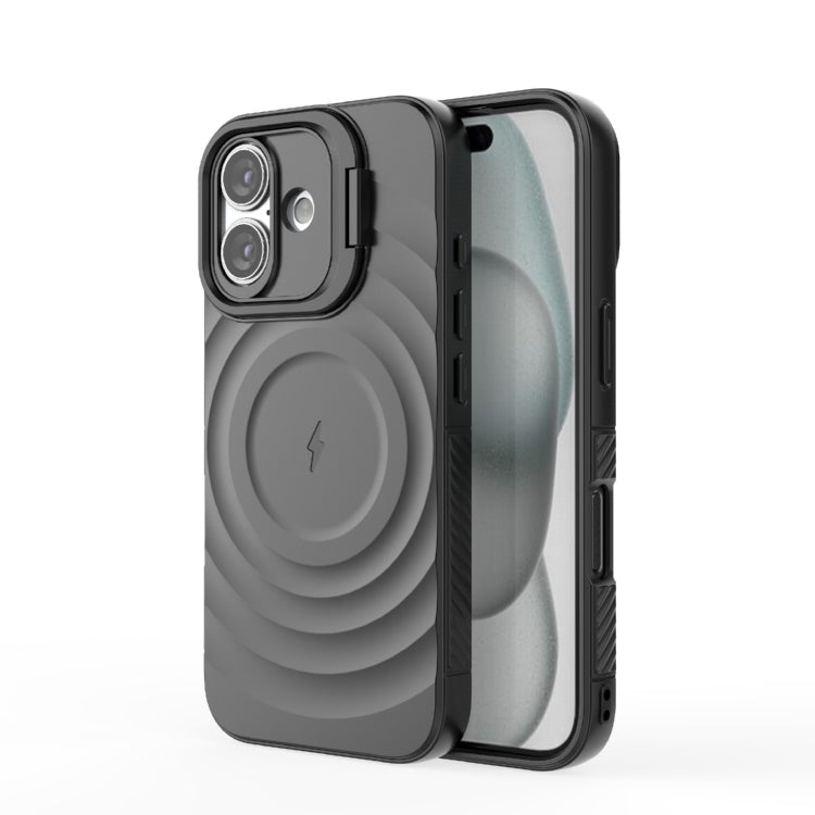 For iPhone 16 Lens Frame Bracket Corrugated MagSafe Phone Case