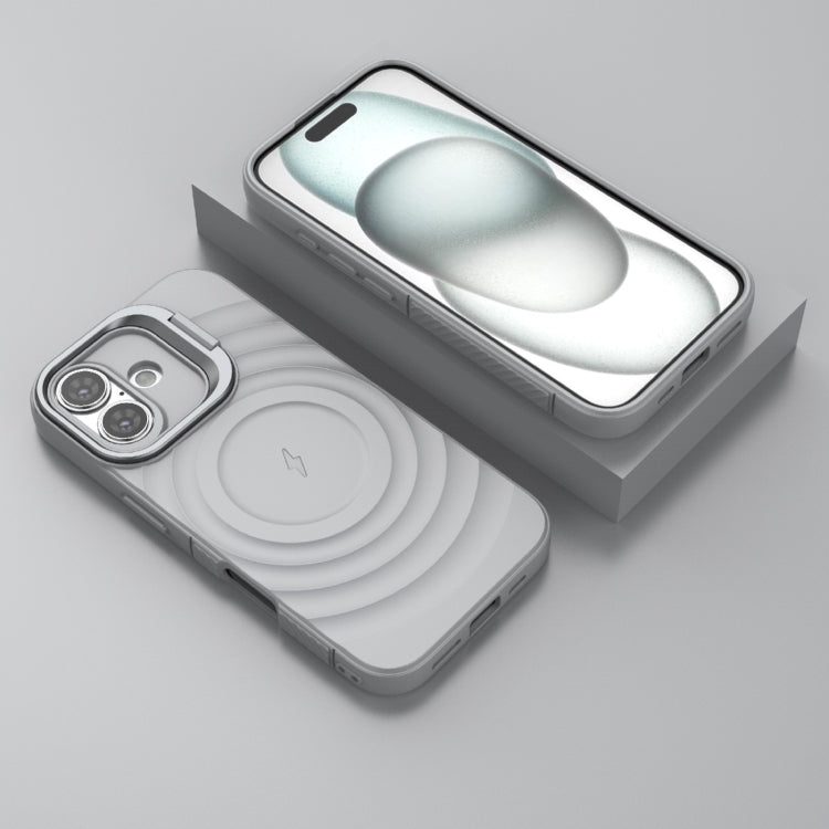 For iPhone 16 Lens Frame Bracket Corrugated MagSafe Phone Case