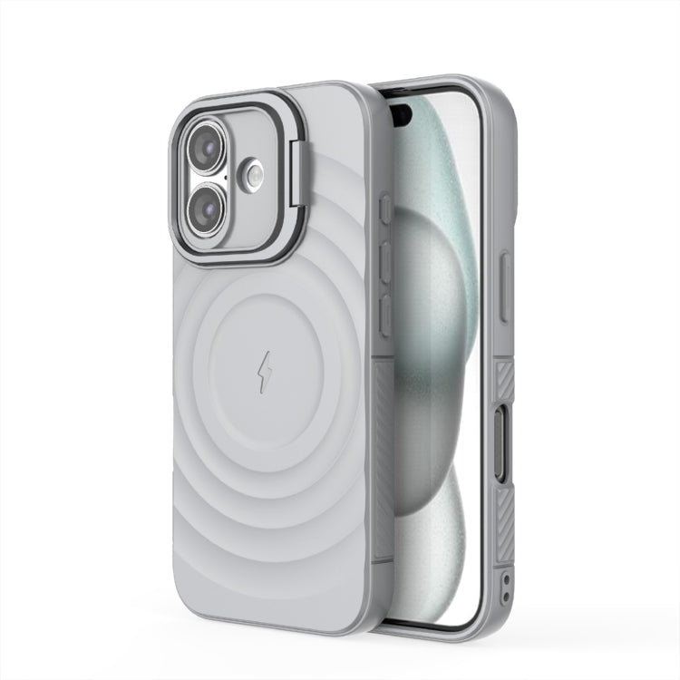 For iPhone 16 Lens Frame Bracket Corrugated MagSafe Phone Case