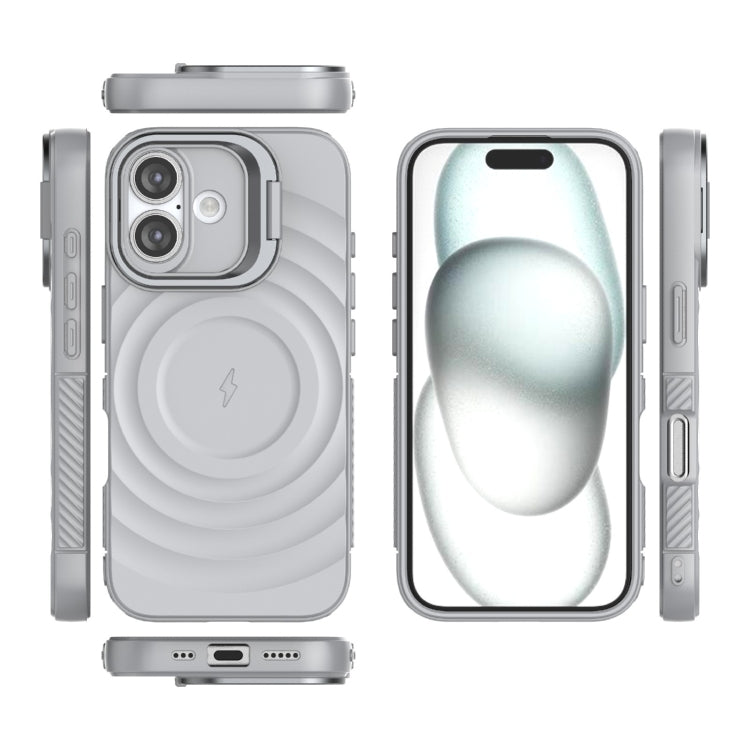 For iPhone 16 Lens Frame Bracket Corrugated MagSafe Phone Case