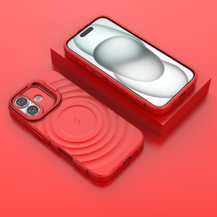 For iPhone 16 Lens Frame Bracket Corrugated MagSafe Phone Case