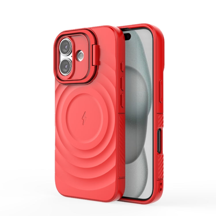 For iPhone 16 Lens Frame Bracket Corrugated MagSafe Phone Case