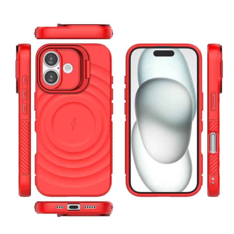 For iPhone 16 Lens Frame Bracket Corrugated MagSafe Phone Case