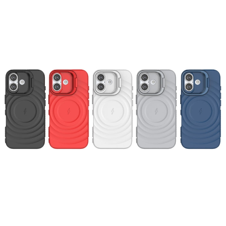 For iPhone 16 Lens Frame Bracket Corrugated MagSafe Phone Case