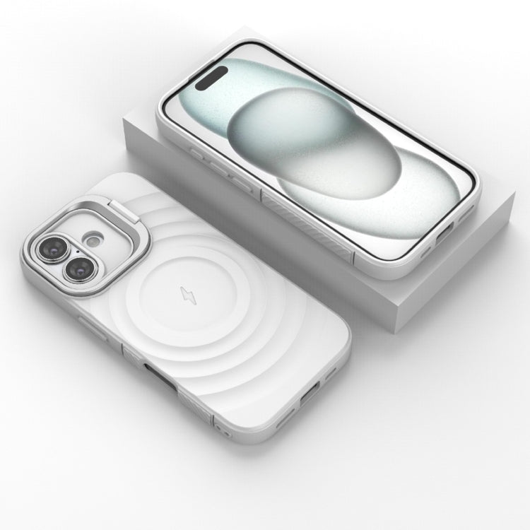 For iPhone 16 Lens Frame Bracket Corrugated MagSafe Phone Case