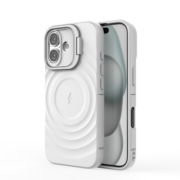 For iPhone 16 Lens Frame Bracket Corrugated MagSafe Phone Case