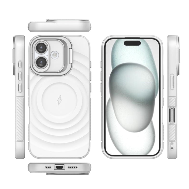 For iPhone 16 Lens Frame Bracket Corrugated MagSafe Phone Case