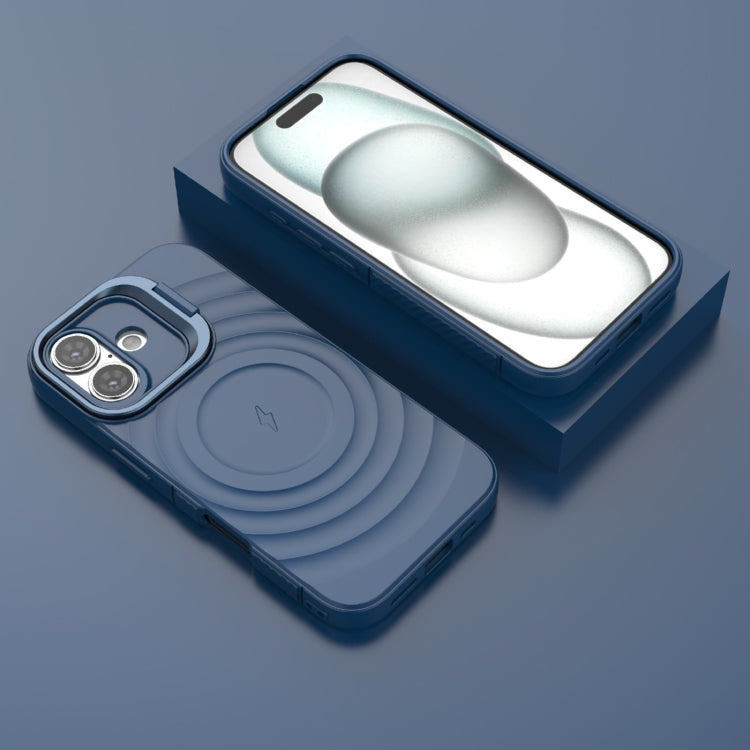 For iPhone 16 Lens Frame Bracket Corrugated MagSafe Phone Case