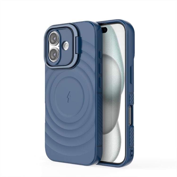 For iPhone 16 Lens Frame Bracket Corrugated MagSafe Phone Case
