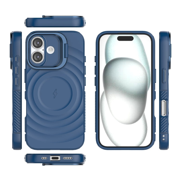 For iPhone 16 Lens Frame Bracket Corrugated MagSafe Phone Case