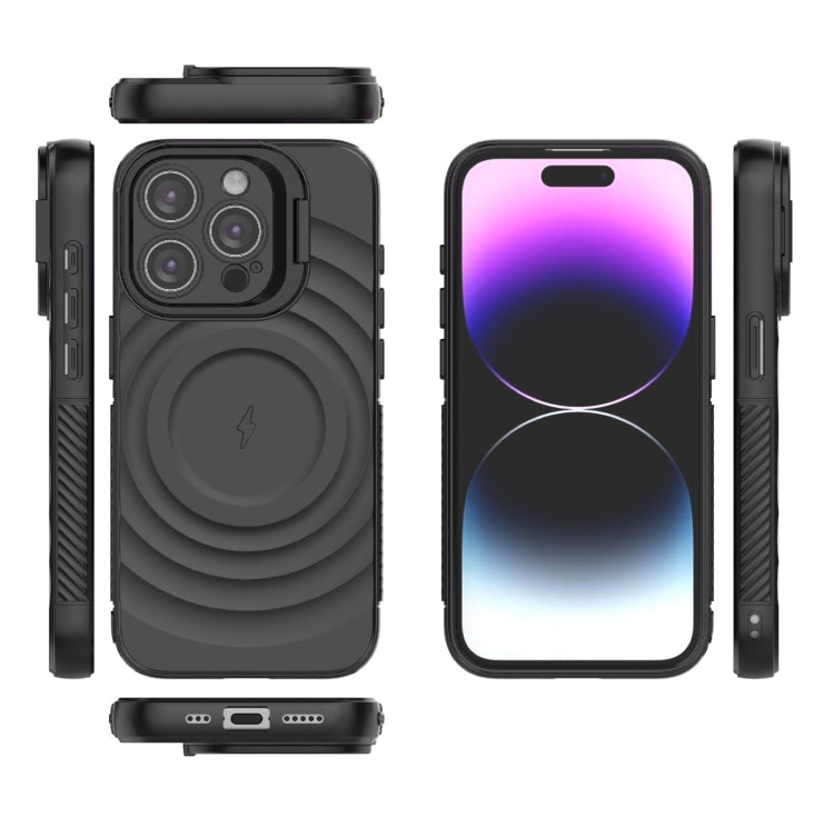 For iPhone 15 Pro Lens Frame Bracket Corrugated MagSafe Phone Case