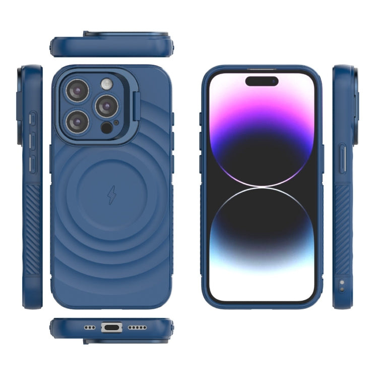 For iPhone 15 Pro Lens Frame Bracket Corrugated MagSafe Phone Case