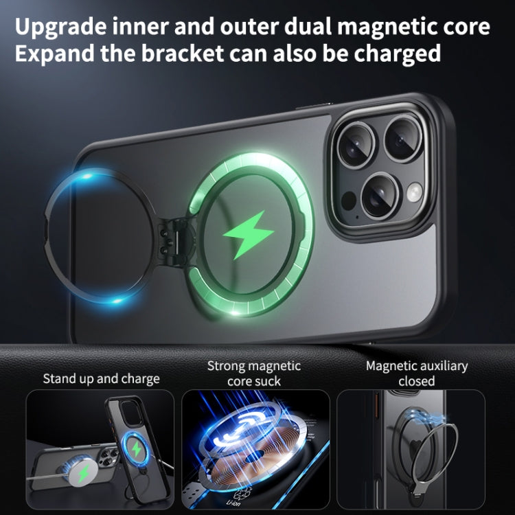For iPhone 16 Pro Double Ring MagSafe Magnetic Holder Phone Case