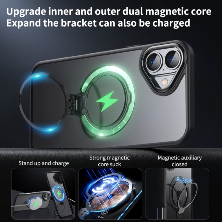 For iPhone 16 Double Ring MagSafe Magnetic Holder Phone Case