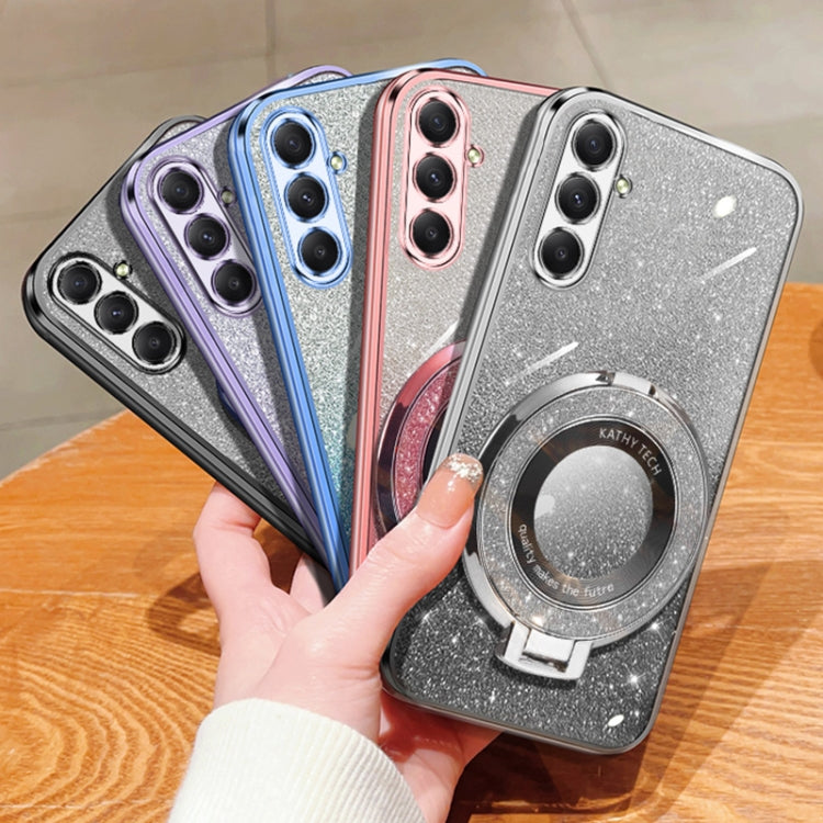 For Samsung Galaxy M34 5G Plated Gradient Glitter Round Holder TPU Phone Case