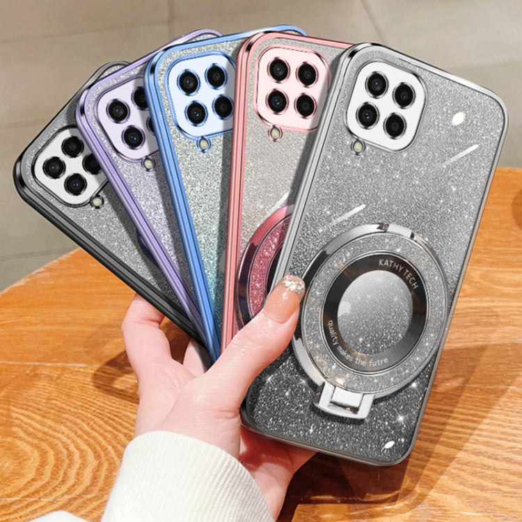For Samsung Galaxy M33 5G Plated Gradient Glitter Round Holder TPU Phone Case