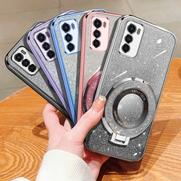 For Motorola Moto G42 Plated Gradient Glitter Round Holder TPU Phone Case