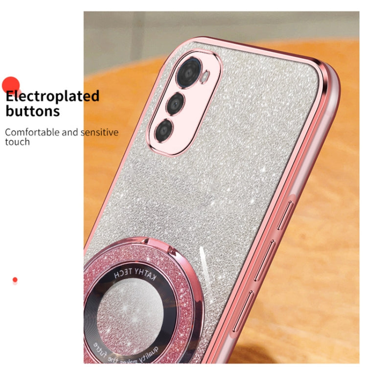 For Motorola Moto E32 / E32s Plated Gradient Glitter Round Holder TPU Phone Case