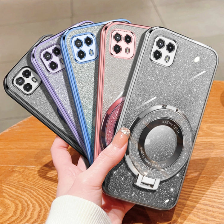 For Motorola Moto G50 5G Plated Gradient Glitter Round Holder TPU Phone Case