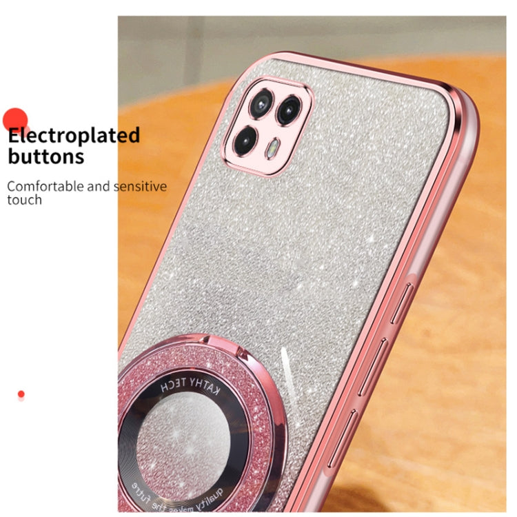 For Motorola Moto G50 5G Plated Gradient Glitter Round Holder TPU Phone Case