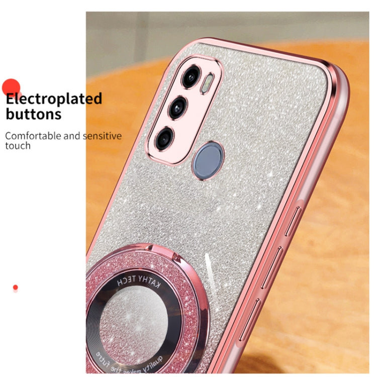 For Motorola Moto G60 Plated Gradient Glitter Round Holder TPU Phone Case