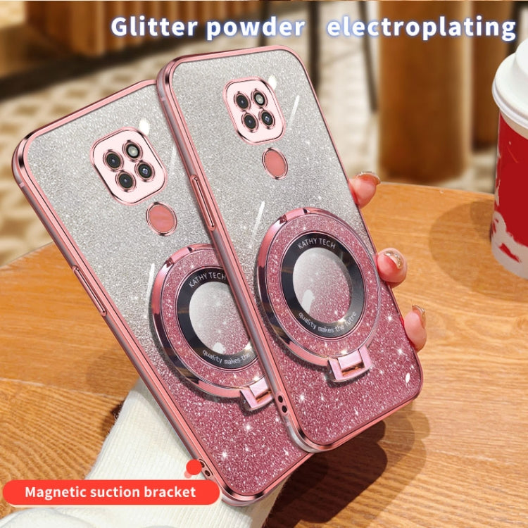 For Motorola Moto G9 Play Plated Gradient Glitter Round Holder TPU Phone Case