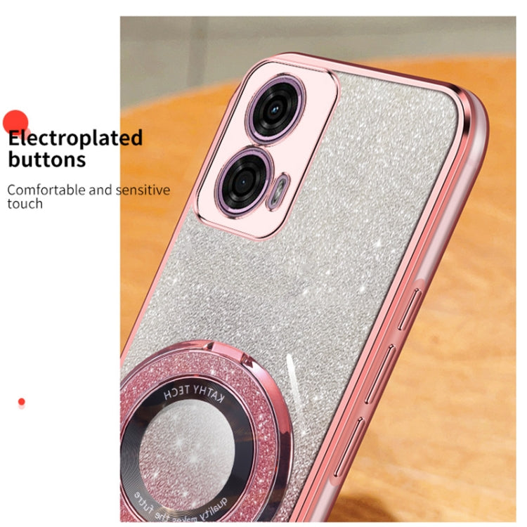 For Motorola Moto G24 Plated Gradient Glitter Round Holder TPU Phone Case