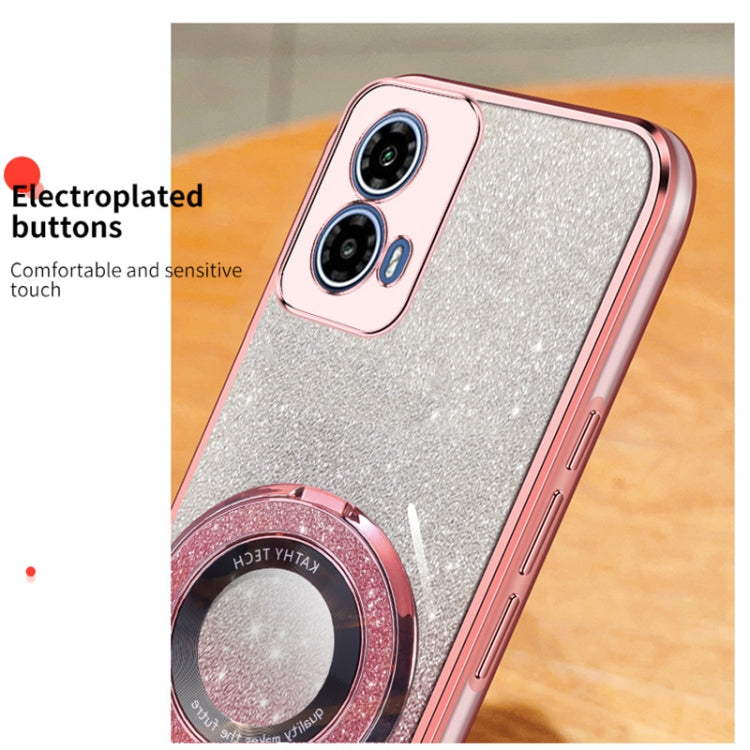 For Motorola Moto G34 Plated Gradient Glitter Round Holder TPU Phone Case